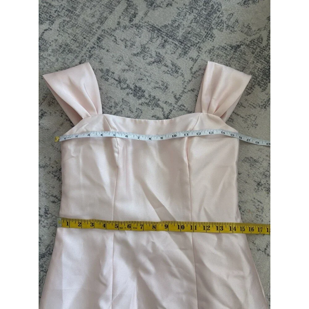 Alfred Sung Off-the-Shoulder Bow Back Satin Trumpet Gown Blush Satin Size 6 D793 - Picture 6 of 11